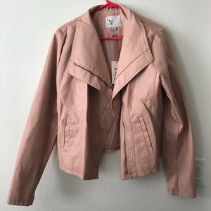 A New Day : Peachy Pink Pleather Motor Zip-up Jacket - NWT